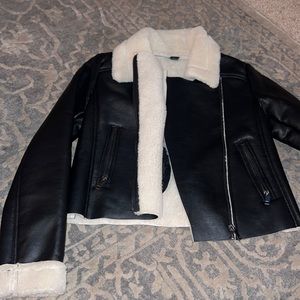 Faux Leather Sherpa jacket